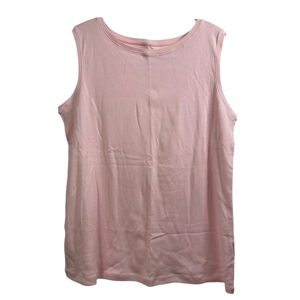 Croft & Barrow Pink Classic Tank Top 100% Cotton Sleeveless Crew Neck Large